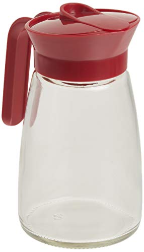 GoodCook 12 oz. Glass Syrup Dispenser with Lid, Clear/Red