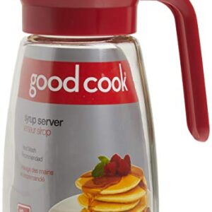 GoodCook 12 oz. Glass Syrup Dispenser with Lid, Clear/Red