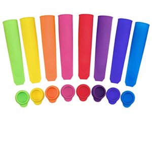 ouddy popsicles molds, 8 pack multi colors popsicle maker with lids for kids, baby popsicle molds for diy, frozen silicone popsicle bags ice pop mold for popsicles/yogurt sticks/jelly/chocolates