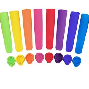 Ouddy Popsicles Molds, 8 Pack Multi Colors Popsicle Maker with Lids for Kids, Baby Popsicle Molds for DIY, Frozen Silicone Popsicle Bags Ice Pop Mold for Popsicles/Yogurt Sticks/Jelly/Chocolates