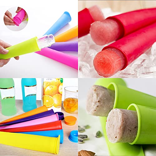 Ouddy Popsicles Molds, 8 Pack Multi Colors Popsicle Maker with Lids for Kids, Baby Popsicle Molds for DIY, Frozen Silicone Popsicle Bags Ice Pop Mold for Popsicles/Yogurt Sticks/Jelly/Chocolates