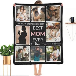 shiyel gifts for mom customized blanket with photo, make a personalized mother's day blankets with picture custom memories souvenir sublimation throw blanket for best mom ever, 8 collage made in usa