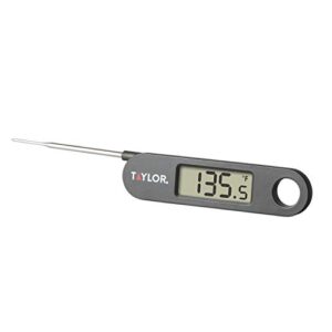 taylor instant read digital meat food grill bbq cooking kitchen thermometer, folding probe, black