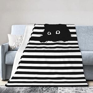 perinsto black cat throw blanket ultra soft warm all season decorative fleece blankets for bed chair car sofa couch bedroom 50"x40"