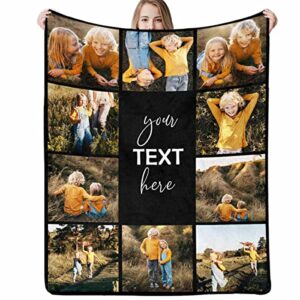 d-story custom blanket personalized blanket with photos text customized picture throw blanket for adult kids friends for birthday christmas halloween valentines, memorial gift, 10 photos,5 sizes