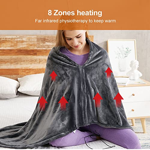 Heating Shawl Blanket, Wearable Heating Blanket, Heating Blanket Plush USB Electric Blanket, Wearable Portable Shoulder and Neck Dump Bag, Machine Washable, 59X33.5 inches (Dark Grey)