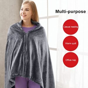 Heating Shawl Blanket, Wearable Heating Blanket, Heating Blanket Plush USB Electric Blanket, Wearable Portable Shoulder and Neck Dump Bag, Machine Washable, 59X33.5 inches (Dark Grey)