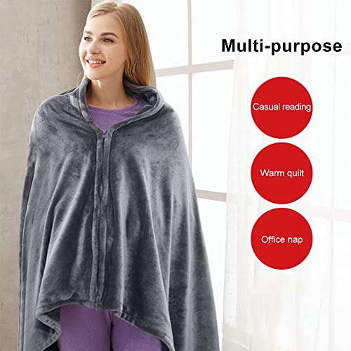 Heating Shawl Blanket, Wearable Heating Blanket, Heating Blanket Plush USB Electric Blanket, Wearable Portable Shoulder and Neck Dump Bag, Machine Washable, 59X33.5 inches (Dark Grey)