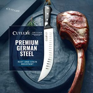 Cutluxe Butcher Knife – 10″ Cimeter & Breaking Knife – Forged High Carbon German Steel – Full Tang & Razor Sharp – Ergonomic Handle Design – Artisan Series