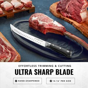 Cutluxe Butcher Knife – 10″ Cimeter & Breaking Knife – Forged High Carbon German Steel – Full Tang & Razor Sharp – Ergonomic Handle Design – Artisan Series