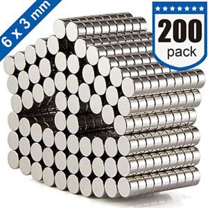 DIYMAG 200PCS Refrigerator Magnets Premium Brushed Nickel Fridge, Office Magnets, Silver, 6X3 mm