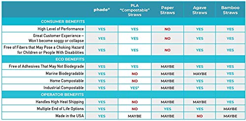 phade Eco-Friendly Sustainable Marine Biodegradable Compostable 7.75" Jumbo Straws, Individually Wrapped, 1 Pack - 375 Count