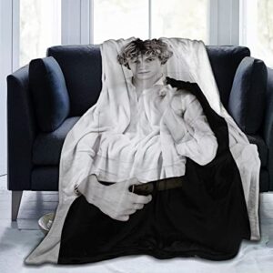 merohoro evan peters blanket (3 sizes), warm, lightweight & cozy, super soft & comfy flannel blanket, fleece blanket, microfiber anti-pilling plush blanket for couch, bed, sofa, 50"x40"