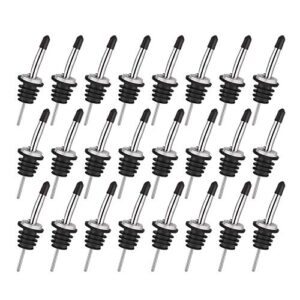 aozita 24 pack stainless steel classic bottle pourers tapered spout - liquor pourers with rubber dust caps