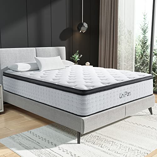 UniPon 14 Inch King Mattress, Gel Foam Mattress Hybrid Mattress, Made in USA, CertiPUR-US Certified, Individually Wrapped Pocket Coils Innerspring Mattress in a Box, 76 * 80 * 14 inch