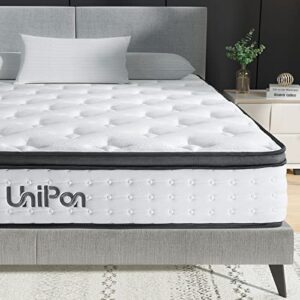 UniPon 14 Inch King Mattress, Gel Foam Mattress Hybrid Mattress, Made in USA, CertiPUR-US Certified, Individually Wrapped Pocket Coils Innerspring Mattress in a Box, 76 * 80 * 14 inch