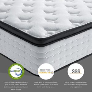 UniPon 14 Inch King Mattress, Gel Foam Mattress Hybrid Mattress, Made in USA, CertiPUR-US Certified, Individually Wrapped Pocket Coils Innerspring Mattress in a Box, 76 * 80 * 14 inch