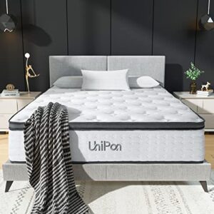 UniPon 14 Inch King Mattress, Gel Foam Mattress Hybrid Mattress, Made in USA, CertiPUR-US Certified, Individually Wrapped Pocket Coils Innerspring Mattress in a Box, 76 * 80 * 14 inch