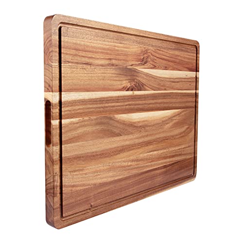 Extra Large Wood Cutting Boards for Kitchen 24 x 18 Inch, Large Wooden Cutting Board with Juice Groove, Thick Acacia Wood Cutting Board, Butcher Block Cutting Board for Meat and Veggies