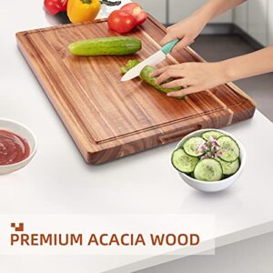 Extra Large Wood Cutting Boards for Kitchen 24 x 18 Inch, Large Wooden Cutting Board with Juice Groove, Thick Acacia Wood Cutting Board, Butcher Block Cutting Board for Meat and Veggies