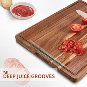 Extra Large Wood Cutting Boards for Kitchen 24 x 18 Inch, Large Wooden Cutting Board with Juice Groove, Thick Acacia Wood Cutting Board, Butcher Block Cutting Board for Meat and Veggies