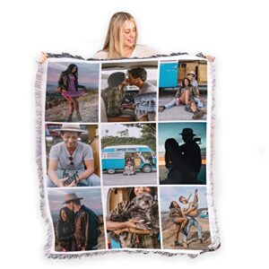 framestory custom blanket photos and text, fully customizable with your pictures and message, soft cotton poly blend woven throw, 50" x 60"