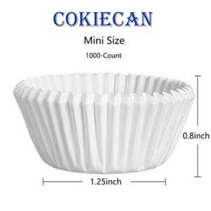 Cokiecan 1000 Pcs White Mini Cupcake Liners Small Muffin Liners No Smell Premium Greaseproof Paper Cupcake Wrappers Baking Cups (1.25 Inch Bottom Dia.)