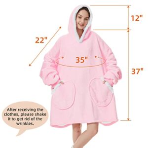 Durio Wearable Blanket Hoodie for Adults Sherpa Hooded Blanket Oversized Hoodie Blanket Sweatshirt Blanket with Pockets Red&Black One Size