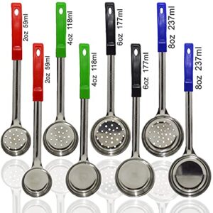 portion control serving spoons, set of 8 for, weight loss bariatric diet, gastric sleeve, bariatric surgery must haves, serving utensils, 4 solid and 4 perforated 2 oz, 4 oz, 6 oz and 8 oz