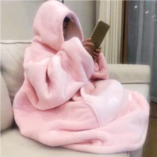 LULUDADA Oversized Wearable Blankets Hoodie for Women Giant Warming Heavy Sweatshirt Sleeves Coat Gifts Adult Sister Wife Fleece Weighted Onesie Pullover Dress（Blush）