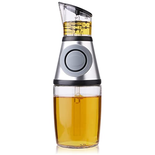 Golden Pearl Oil dispenser bottle for kitchen,Oil dispenser with Measurements,olive oil dispenser bottle,Oil and vinegar dispenser,Cruet salad dressing bottle for Kitchen（8.5 Oz）