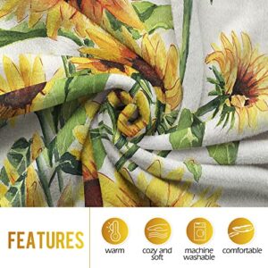 Levens Sunflower Blanket Gifts for Women Girls Mom Decor for Home Bedroom Living Room Office Dorm, Soft Fluffy Lightweight Throw Blankets White 50"x60"