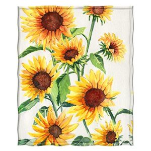 Levens Sunflower Blanket Gifts for Women Girls Mom Decor for Home Bedroom Living Room Office Dorm, Soft Fluffy Lightweight Throw Blankets White 50"x60"