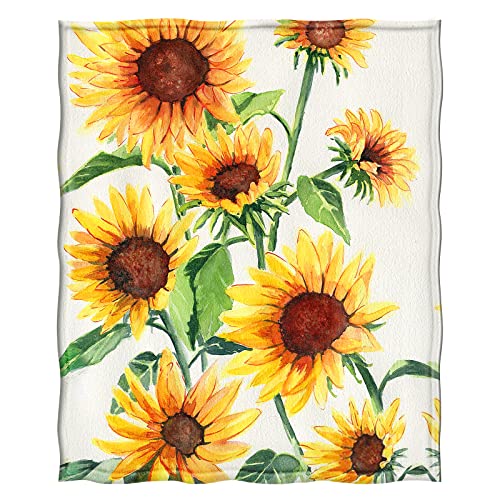 Levens Sunflower Blanket Gifts for Women Girls Mom Decor for Home Bedroom Living Room Office Dorm, Soft Fluffy Lightweight Throw Blankets White 50"x60"