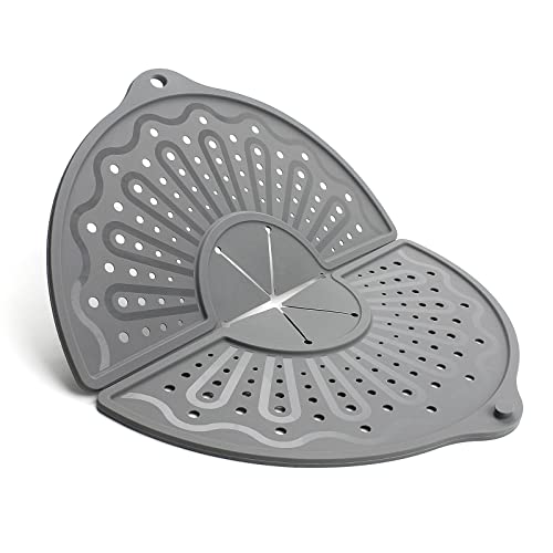 Silicone Splatter Screen For 10, 11 and 12 Inch Frying Pan, Foldable Splash Guard, Multi-Use Grease Splatter Guard/Trivet Mat, 12" Non-Stick Oil Splatter Guard, Dishwasher Safe, BPA Free, Gray