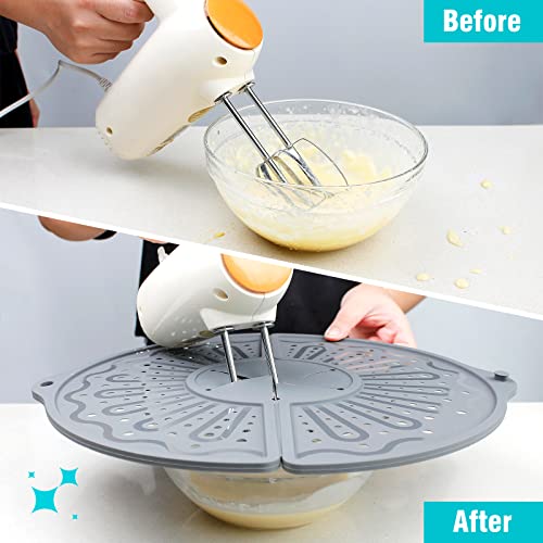 Silicone Splatter Screen For 10, 11 and 12 Inch Frying Pan, Foldable Splash Guard, Multi-Use Grease Splatter Guard/Trivet Mat, 12" Non-Stick Oil Splatter Guard, Dishwasher Safe, BPA Free, Gray