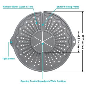 Silicone Splatter Screen For 10, 11 and 12 Inch Frying Pan, Foldable Splash Guard, Multi-Use Grease Splatter Guard/Trivet Mat, 12" Non-Stick Oil Splatter Guard, Dishwasher Safe, BPA Free, Gray