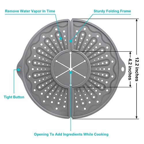 Silicone Splatter Screen For 10, 11 and 12 Inch Frying Pan, Foldable Splash Guard, Multi-Use Grease Splatter Guard/Trivet Mat, 12" Non-Stick Oil Splatter Guard, Dishwasher Safe, BPA Free, Gray