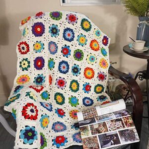 handmade crochet throw blanket sweater style year round gift indoor outdoor travel accent throw for sofa comforter couch bed recliner living room bedroom decor 47" x31" (white)