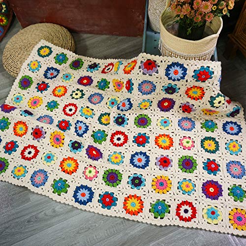 Handmade crochet Throw Blanket Sweater Style Year Round Gift Indoor Outdoor Travel Accent Throw for Sofa Comforter Couch Bed Recliner Living Room Bedroom Decor 47" x31" (white)