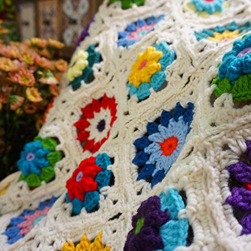 Handmade crochet Throw Blanket Sweater Style Year Round Gift Indoor Outdoor Travel Accent Throw for Sofa Comforter Couch Bed Recliner Living Room Bedroom Decor 47" x31" (white)