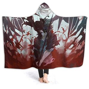 jaxia black-clover- hood wearable blanket for adult women and men, super soft comfy warm plush throw with sleeves tv blanket wrap robe hoodie cover for sofa, couch 80x60 inch