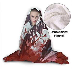 Jaxia Black-Clover- Hood Wearable Blanket for Adult Women and Men, Super Soft Comfy Warm Plush Throw with Sleeves Tv Blanket Wrap Robe Hoodie Cover for Sofa, Couch 80x60 Inch