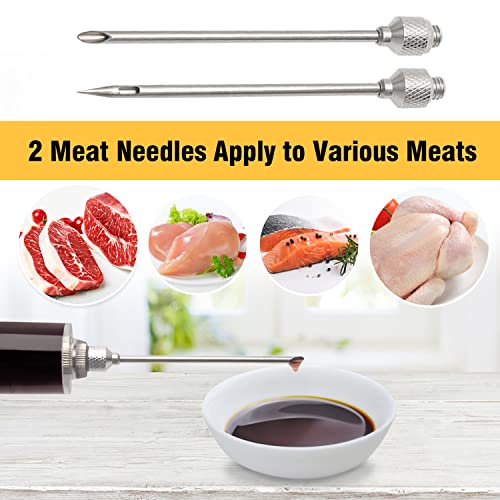 Meat Injector, Plastic Marinade Turkey Injector Syringe with Screw-on Meat Needle for Smoker BBQ Grill, 1-oz, Red, Recipe E-Book (Download PDF)