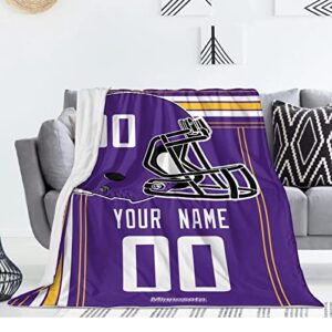 ANTKING Plush Throw Blanket Minnesota Custom Any Name and Number for Men Women Youth Gift