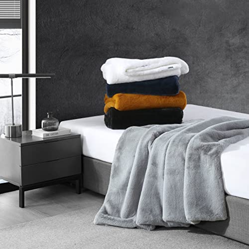 Vera Wang - Throw Blanket, Luxury Faux Fur Bedding, Soft & Medium Weight Home Decor (Lapin White, Throw)