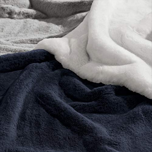 Vera Wang - Throw Blanket, Luxury Faux Fur Bedding, Soft & Medium Weight Home Decor (Lapin White, Throw)