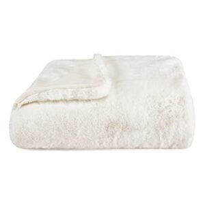 Vera Wang - Throw Blanket, Luxury Faux Fur Bedding, Soft & Medium Weight Home Decor (Lapin White, Throw)