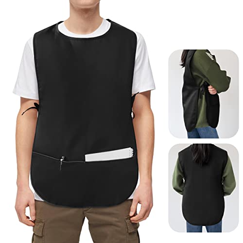 ROTANET Black Smock Cobbler Apron Art Apron Paint Cooking Cleaning Work 2 Pockets Dirt Resistant Men Women Teen