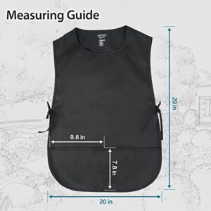 ROTANET Black Smock Cobbler Apron Art Apron Paint Cooking Cleaning Work 2 Pockets Dirt Resistant Men Women Teen